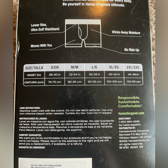 NWT! Hanes Originals Men’s Stretch Boxer Briefs 3 Pack Size Medium 32”-34” - Picture 3 of 3